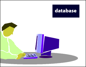 The user interacts with the database by means of the computer