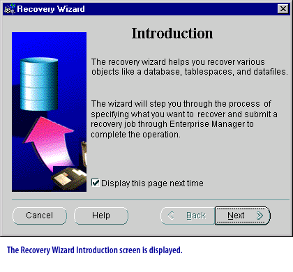 2) The recovery wizard introduction screen is displayed.
