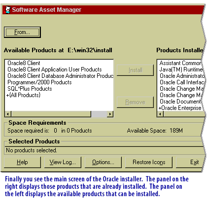4) See the main screen of the Oracle installer