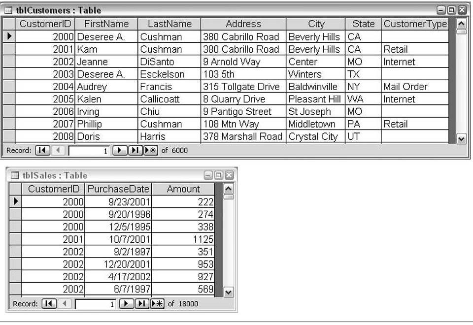 Related Customer Sales Data