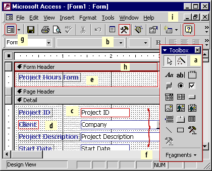 Form Design Elements consisting of Toolbox and Toolbox button.