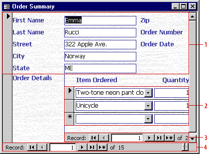 Navigating the subform