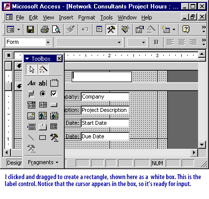 3) Click and drag to create a rectangle shown as a white box.