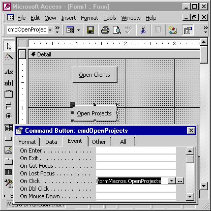 Microsoft Access Form containing Command Button