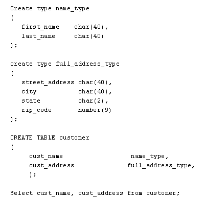 Now that the Oracle table is defined, we can reference cust_address in our SQL just as if it were a primitive data type