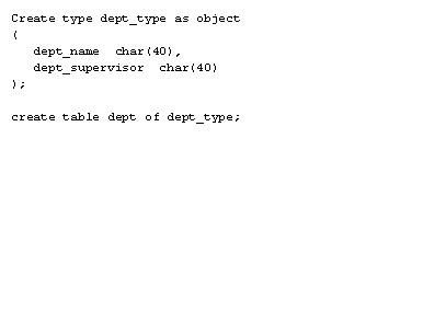 2) Next we define the department table using this type.