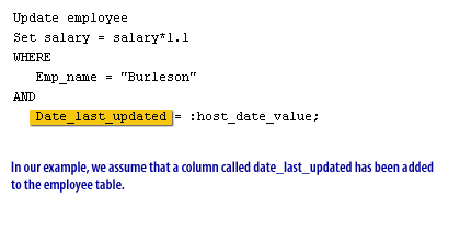 In our example, we assume that a column called date_last_updated has been added to the employee table.
