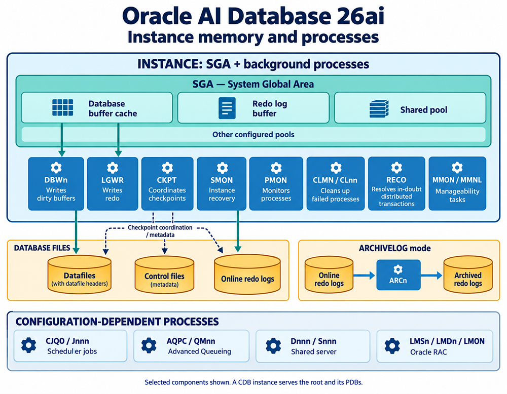 System Global Area is a memory area containing the database buffer cache