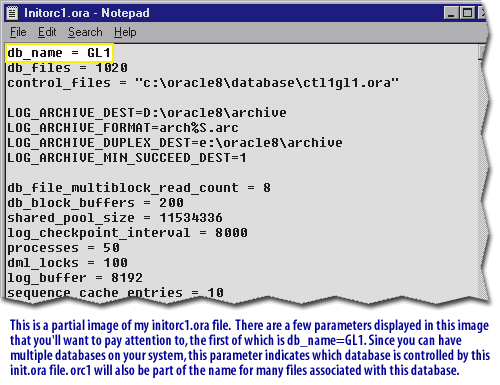 This is a partial image of my initorc1.ora file. 