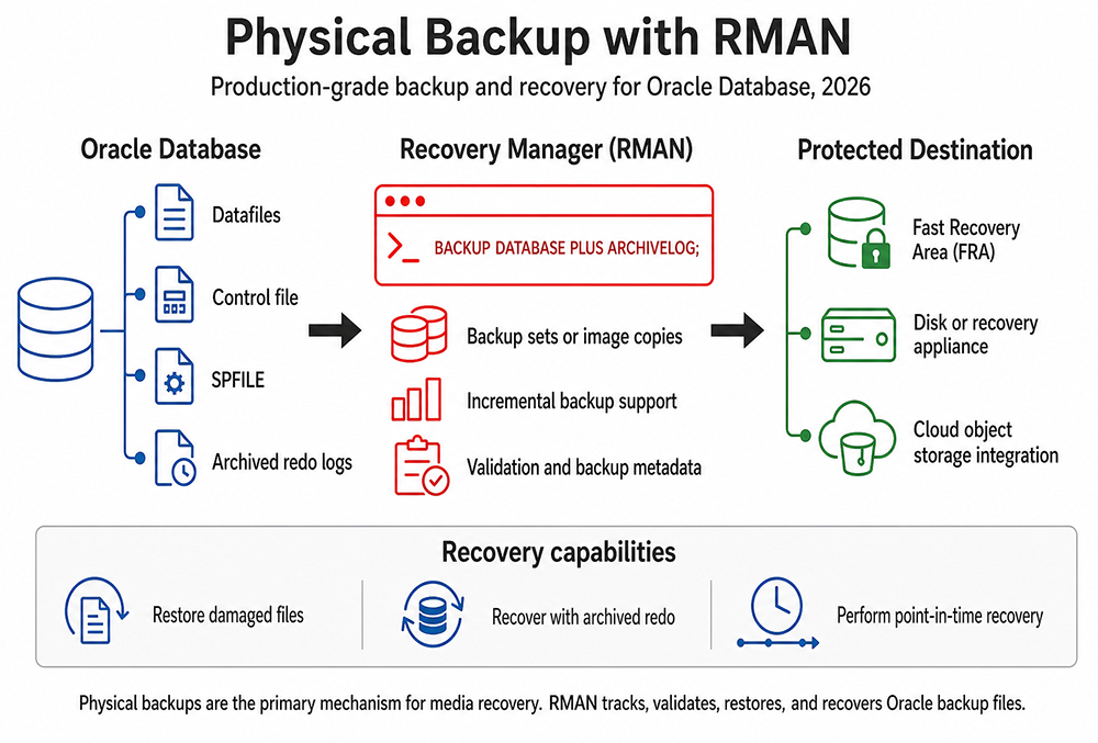 Physical consisting of INIT, Control, Online Redo Logs and Data Files