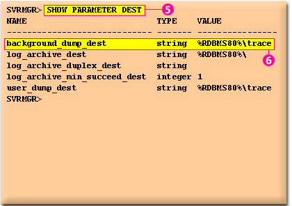 2) The location information for an alert log is stored in the BACKGROUND DUMP DES parameter.