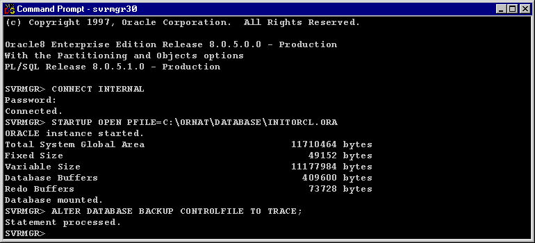 Recover Lost Control File 7