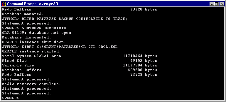 Recover Lost Control File 9