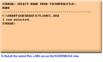 2) To find all the control files, a DBA can use the V$CONTROLFILE view