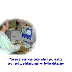 1) You are at your computer when you realize that you need information about the database