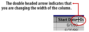 Resizing a column