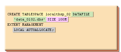 3) As alternative to specifying uniform extents is to specify the UTOALLOCATE parameter, as shown in this example.
