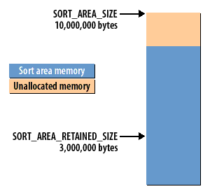 4) A large sort could consume up to the amount of memory specified by SORT_AREA_SIZE