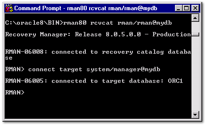 rman80 rcvcat rman/rman@mydb