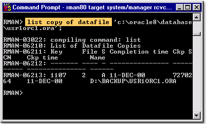 2) This is an example of the list copy of datafile command.