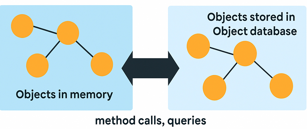 Objects stored with attributes and relationships in the object-oriented model
