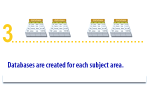 3) Databases are created for each subject area.