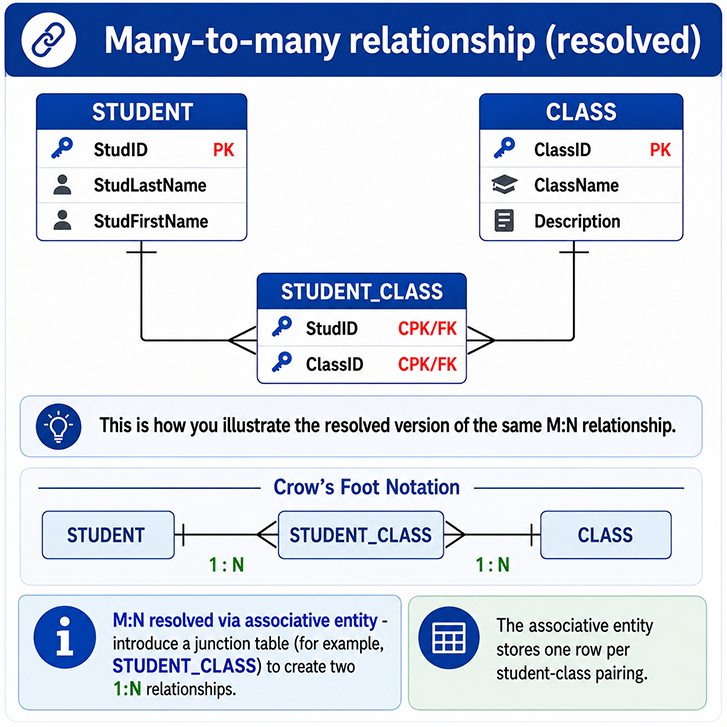 4) Resolved M:N relationship