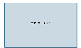 ST is the table column that holds the customer's state. The condition: state equals Arizona.