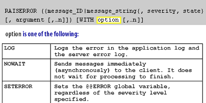 6) option is one of the following : 1) Logs the error in the application log and the server log
