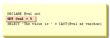 Then a value is assigned to the variable with the SET command