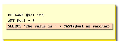 Finally, the value is returned back to the calling application, by concatenating a string literal with the value from the variable. Concatenation is the process of appending one string to another.