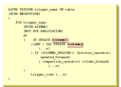 column is used if you wish to test for a specific column to have data inserted or updated into it. Multiple columns can be specified.