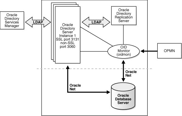Oracle Internet Directory node includes the following major elements