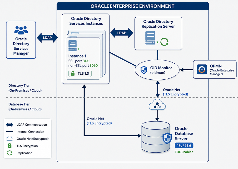 Oracle Internet Directory node includes the following major elements