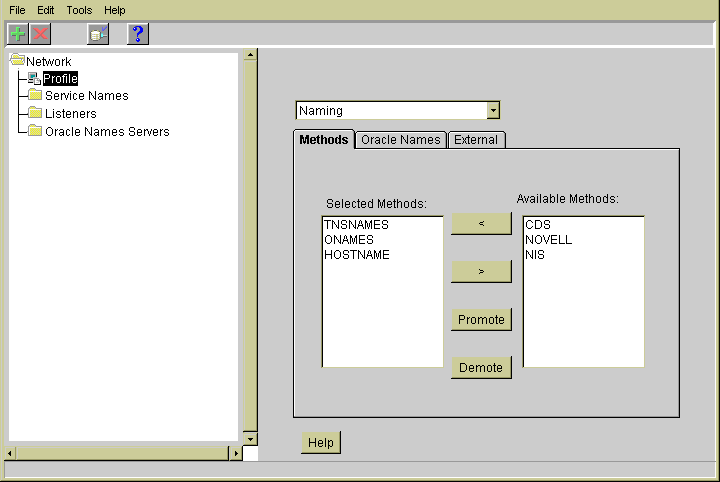 Network - Profile, Service Names, Listeners, Oracle Names Servers