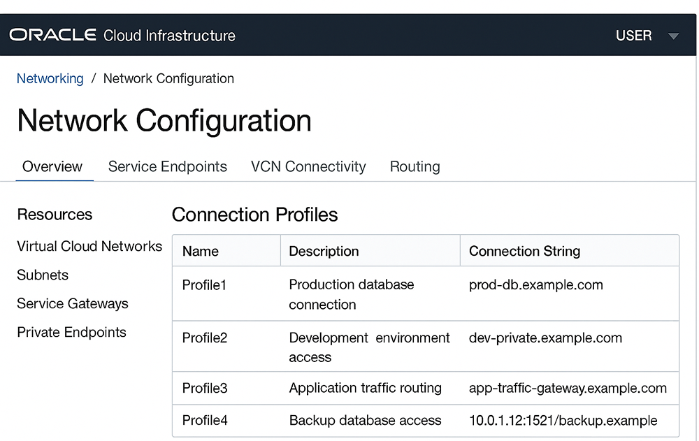 Oracle Cloud Infrastructure Console for network configuration