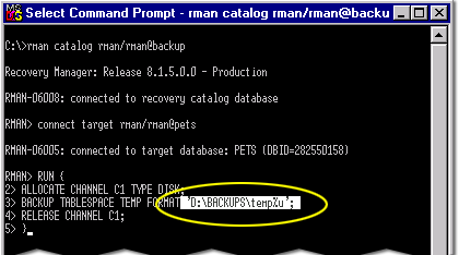 1) hrough RMAN, you can specify where to place the backup files by using the format parameter.