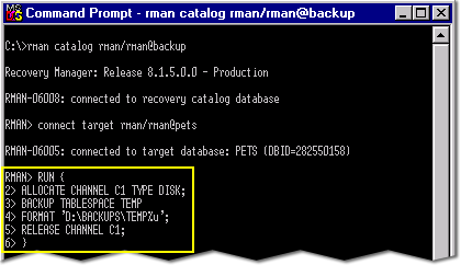 6) This is an example of a specific type of backup for the TEMP tablespace