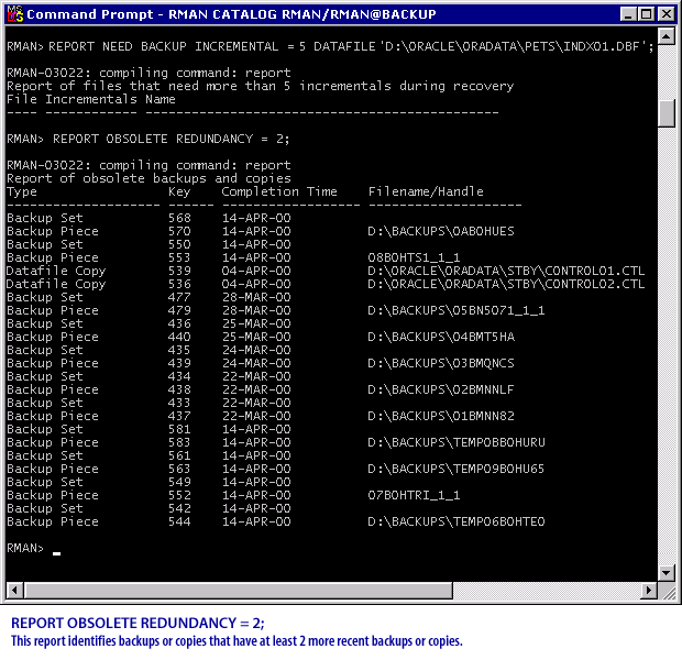 REPORT OBSOLETE REDUNDANCY=2