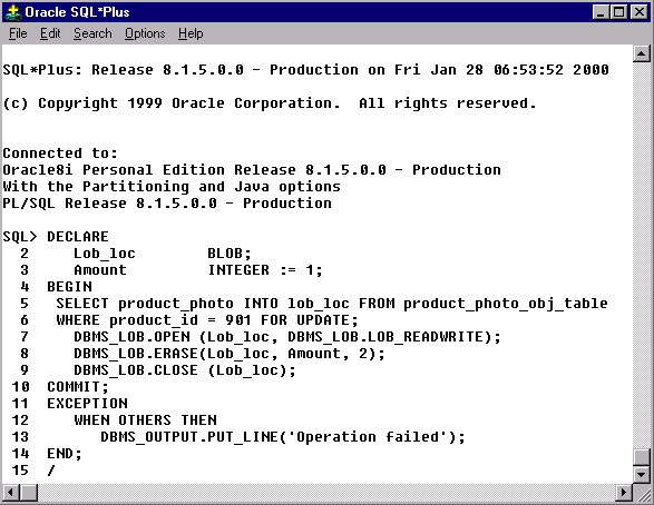 Erasing data with LOB 6