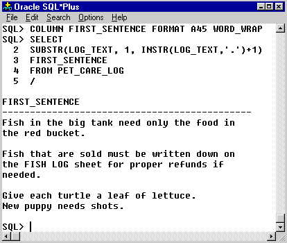 Sql substring