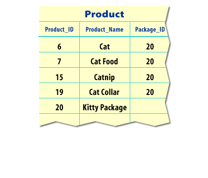 4) The final result is shown here in the Product table: five products that can all be purchased individually.