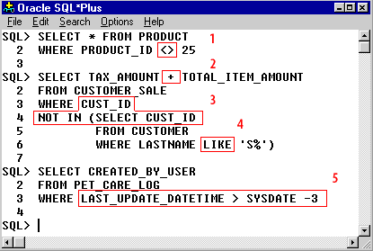 PL/SQL Operators and conditions