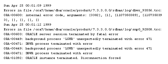 the trace files dbwr_93556.trc and snp0_92808