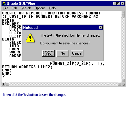 Then click the <strong>Yes</strong> button to save the changes