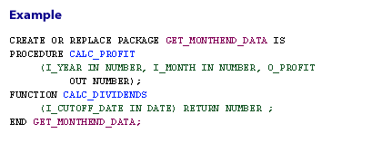 PL/SQL package example