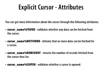 2) You can get more information about the cursor through the following attributes.
