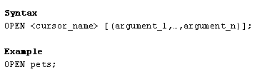 Opening a cursor