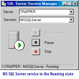 MS SQL Server service in the Running state