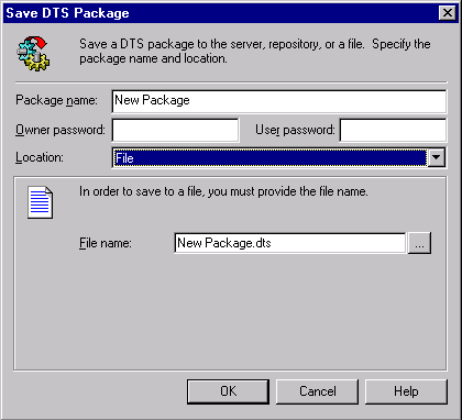 Saving a package